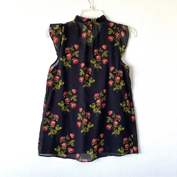 J. Crew Point Sur Floral Ruffle Cap Sleeve Blouse - Picture 6 of 9